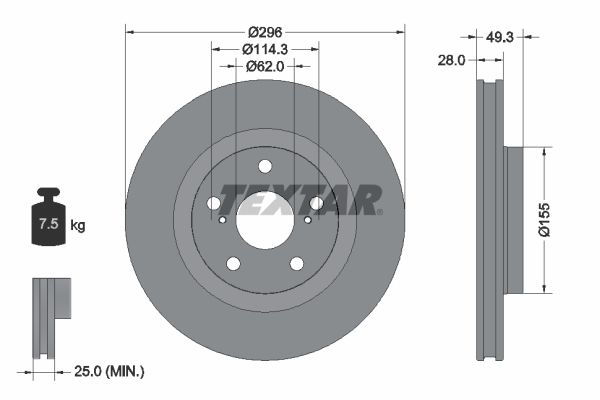 Brake Disc TEXTAR 92168803