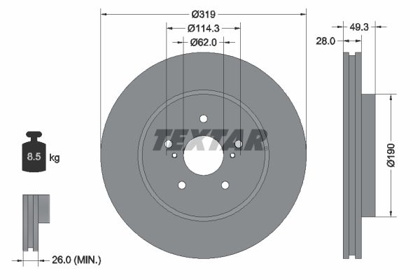 Brake Disc TEXTAR 92171503