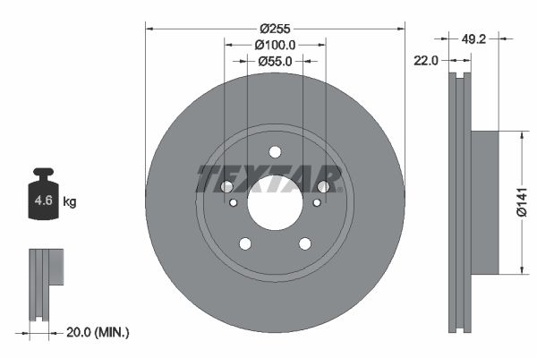 Brake Disc TEXTAR 92179503