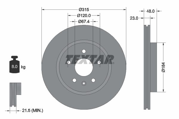 Brake Disc TEXTAR 92187303