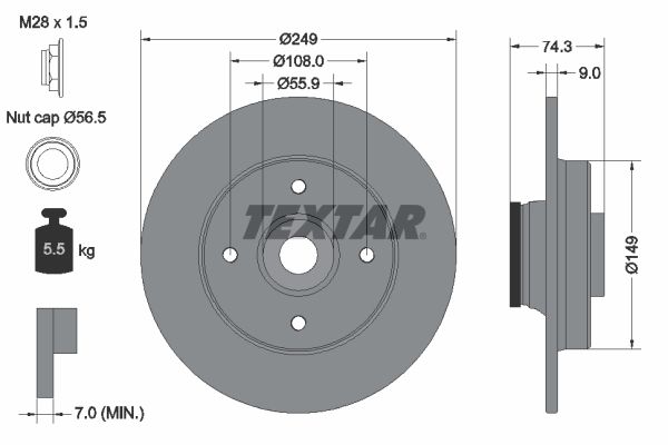 Brake Disc TEXTAR 92194103