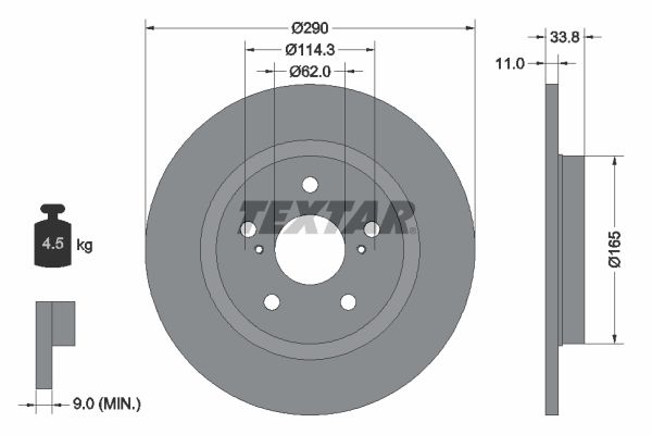 Brake Disc TEXTAR 92195200