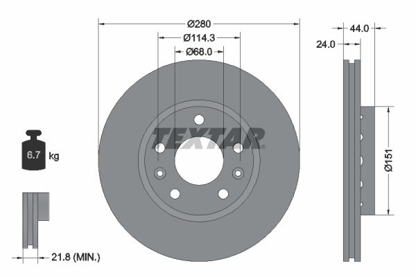 Brake Disc TEXTAR 92195505