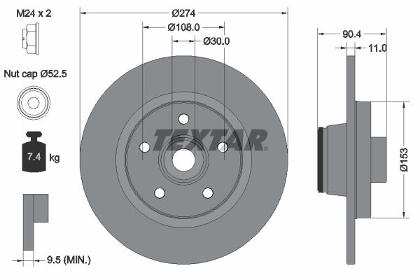 Brake Disc TEXTAR 92196203