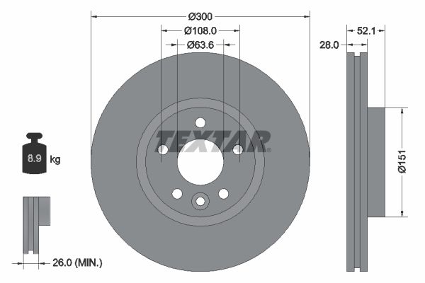 Brake Disc TEXTAR 92196905