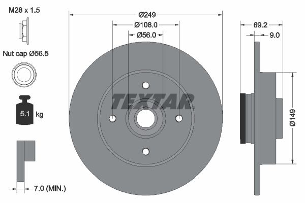 Гальмівний диск TEXTAR 92202103