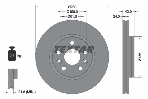 Brake Disc TEXTAR 92202403