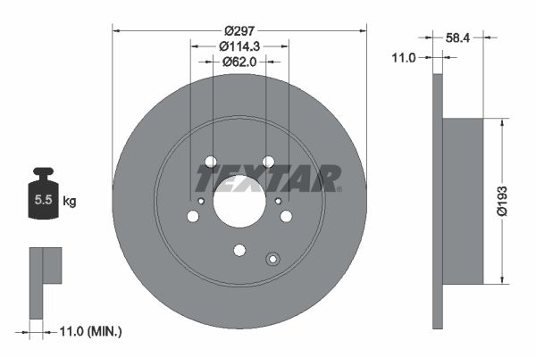 Brake Disc TEXTAR 92222500