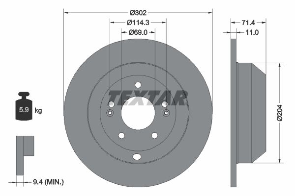 Brake Disc TEXTAR 92223403