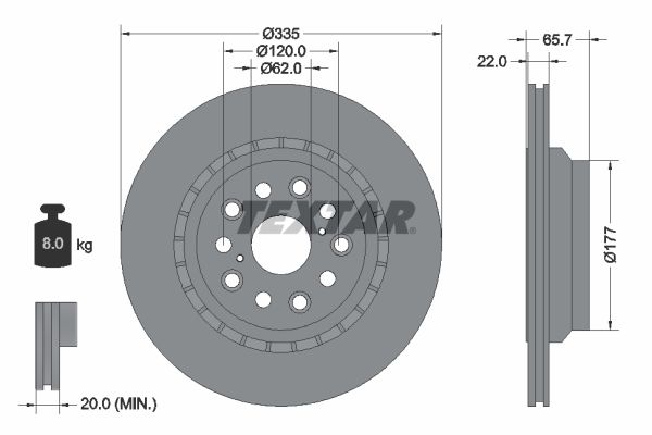 Brake Disc TEXTAR 92224403