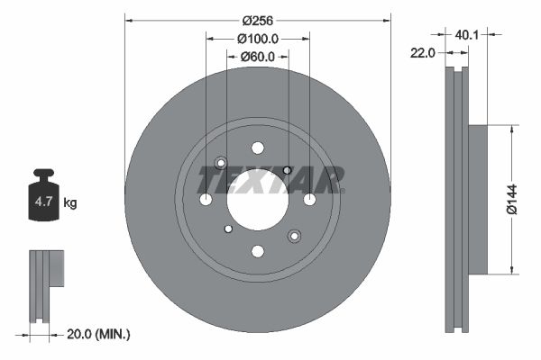 Brake Disc TEXTAR 92232803