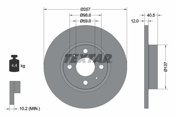 Brake Disc TEXTAR 92236703