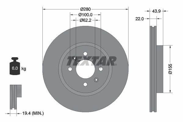 Brake Disc TEXTAR 92239303