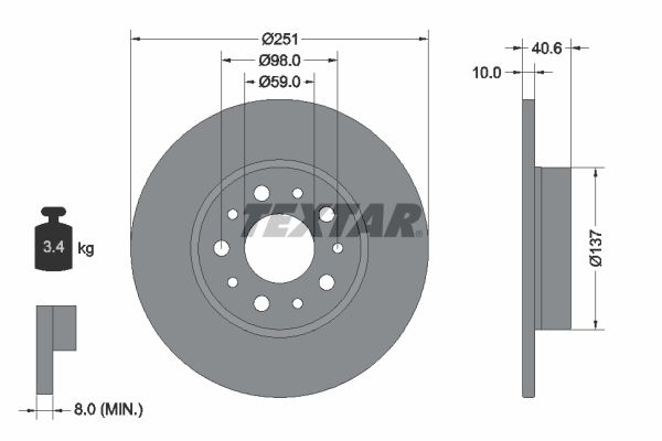 Brake Disc TEXTAR 92244303