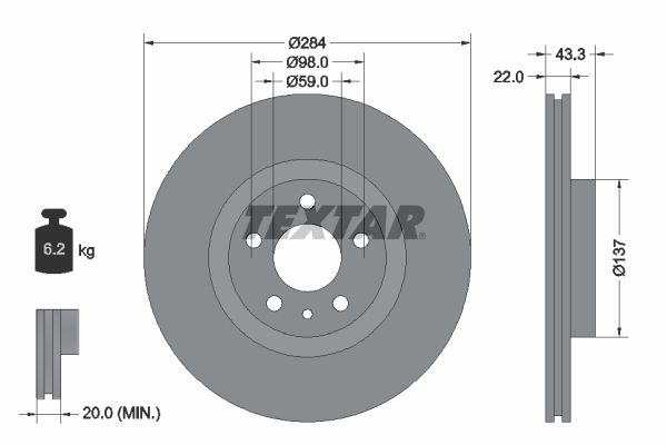 Brake Disc TEXTAR 92252803