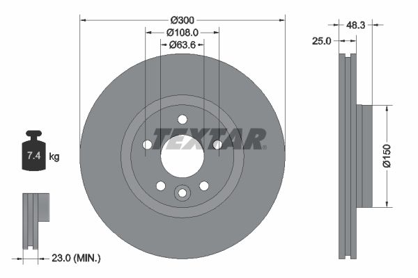 Brake Disc TEXTAR 92255703