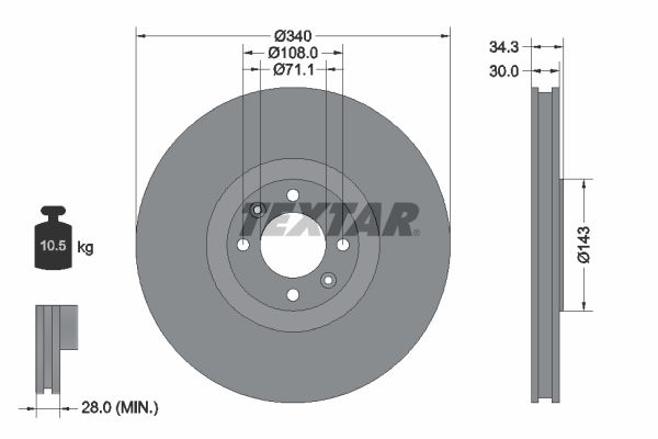 Brake Disc TEXTAR 92256903