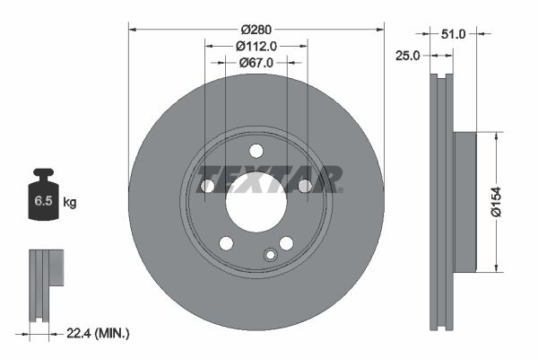 Brake Disc TEXTAR 92257005