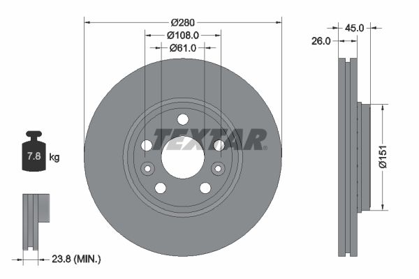 Brake Disc TEXTAR 92257903