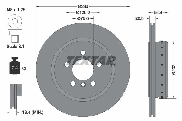 Brake Disc TEXTAR 92265925