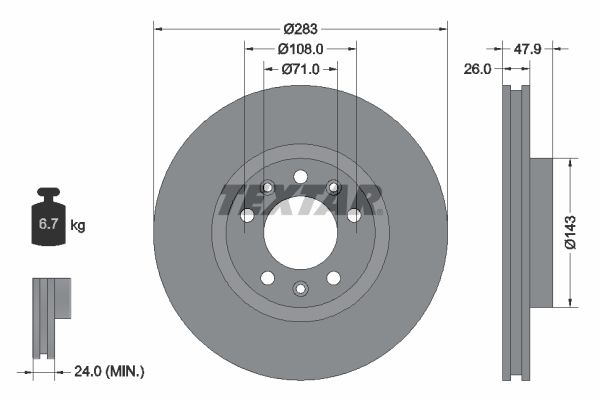 Brake Disc TEXTAR 92267903