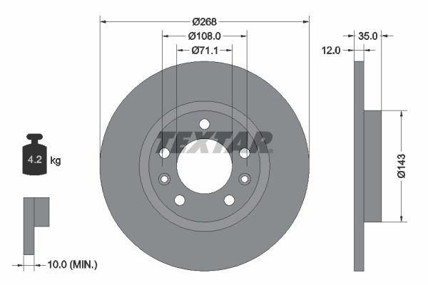 Brake Disc TEXTAR 92268003