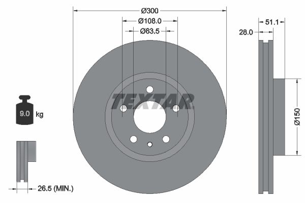 Гальмівний диск TEXTAR 92268605