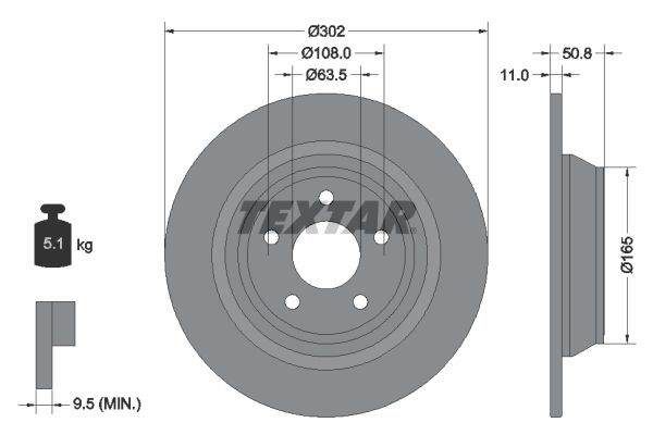 Brake Disc TEXTAR 92268703