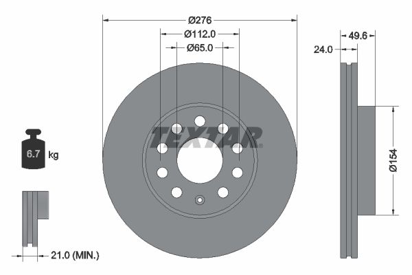 Brake Disc TEXTAR 92271905