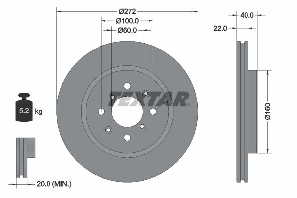 Brake Disc TEXTAR 92278203