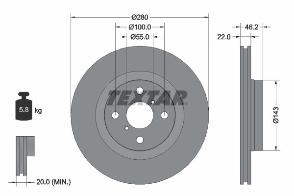 Brake Disc TEXTAR 92287603