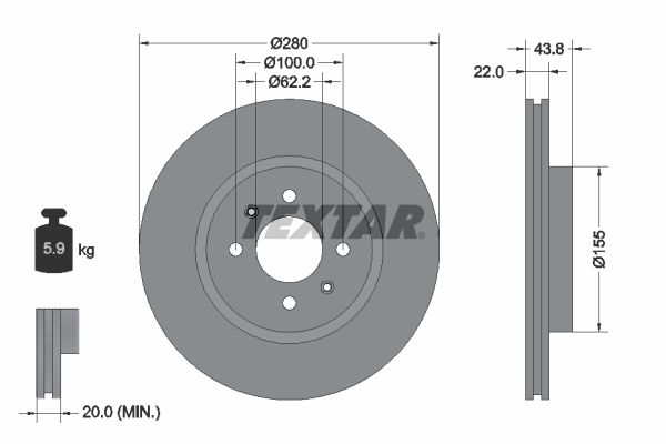 Brake Disc TEXTAR 92288303