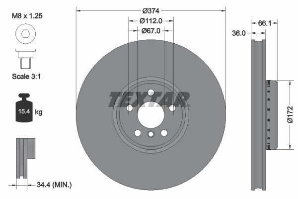 Brake Disc TEXTAR 92290325