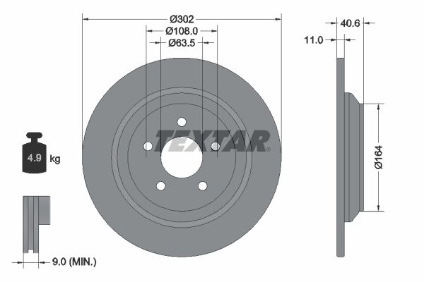 Brake Disc TEXTAR 92292403