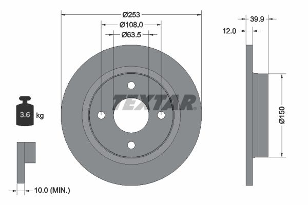 Brake Disc TEXTAR 92292803