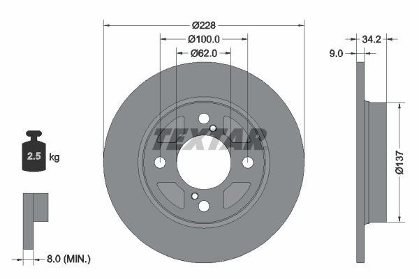 Brake Disc TEXTAR 92303603