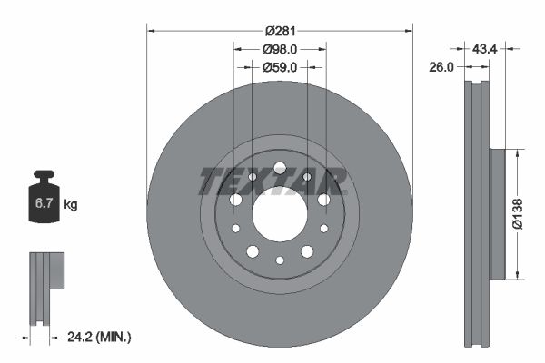 Гальмівний диск TEXTAR 92304803