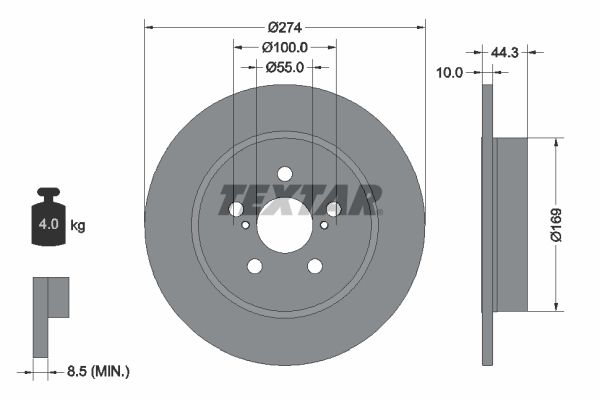 Brake Disc TEXTAR 92333703