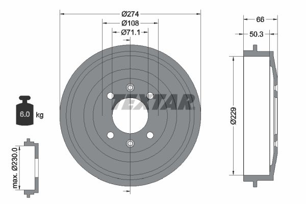 Brake Drum TEXTAR 94010300