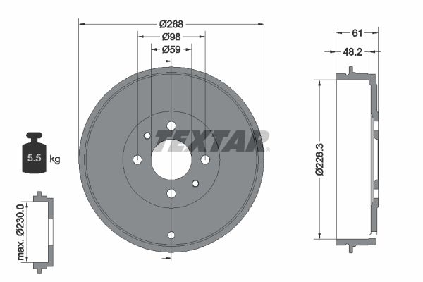 Brake Drum TEXTAR 94014000