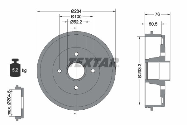 Brake Drum TEXTAR 94019700