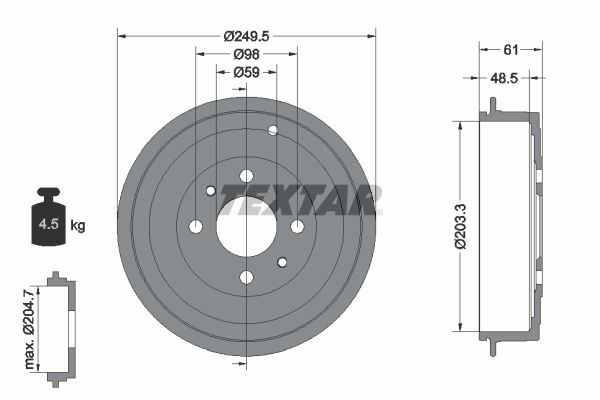 Brake Drum TEXTAR 94019900