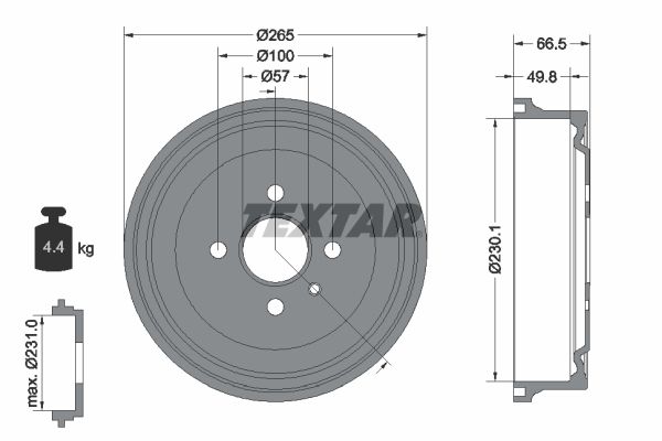 Brake Drum TEXTAR 94020300