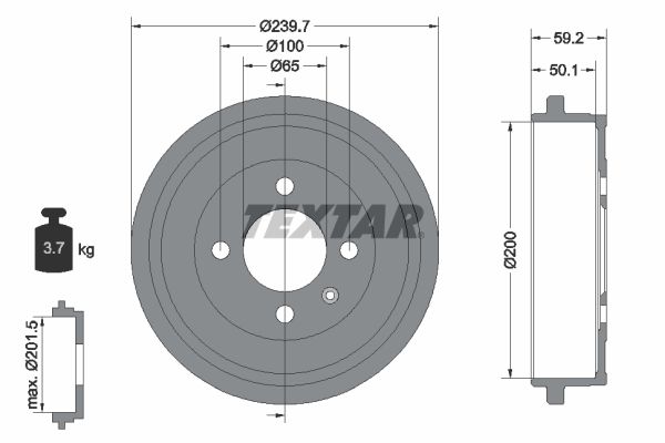 Brake Drum TEXTAR 94022800