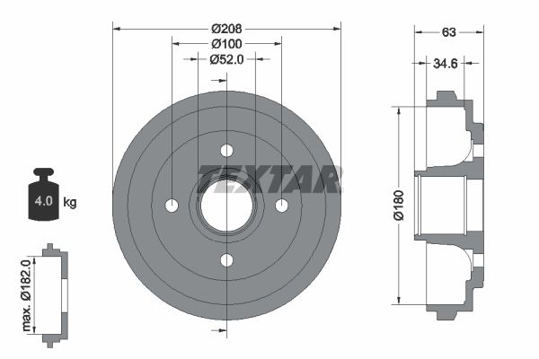 Brake Drum TEXTAR 94023900