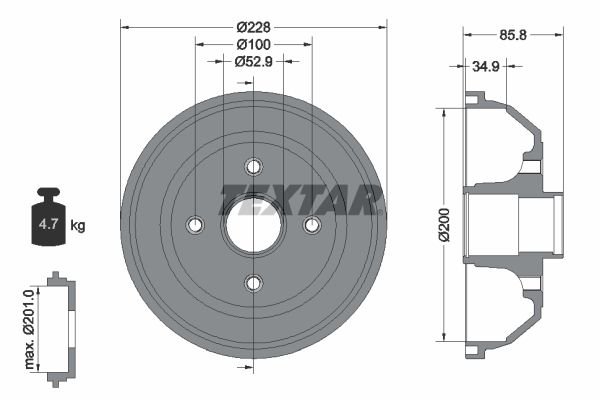 Brake Drum TEXTAR 94024100