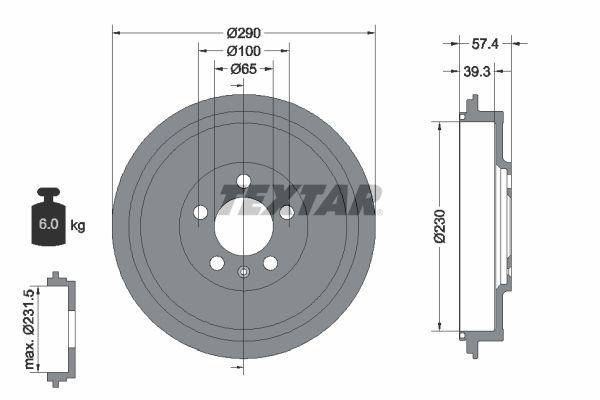 Brake Drum TEXTAR 94024300