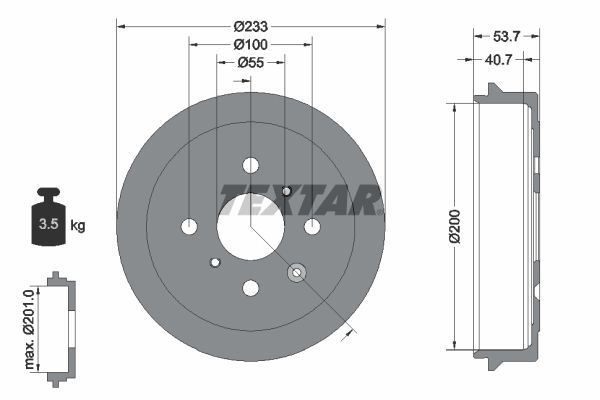 Brake Drum TEXTAR 94026500