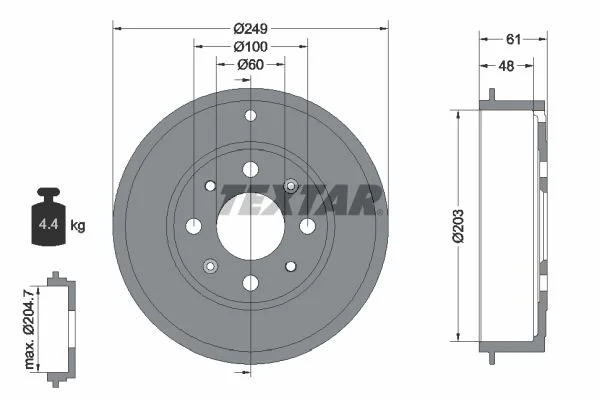 Brake Drum TEXTAR 94027600