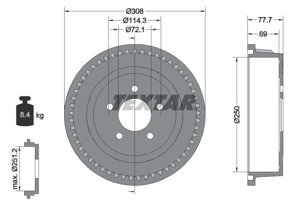 Brake Drum TEXTAR 94028100